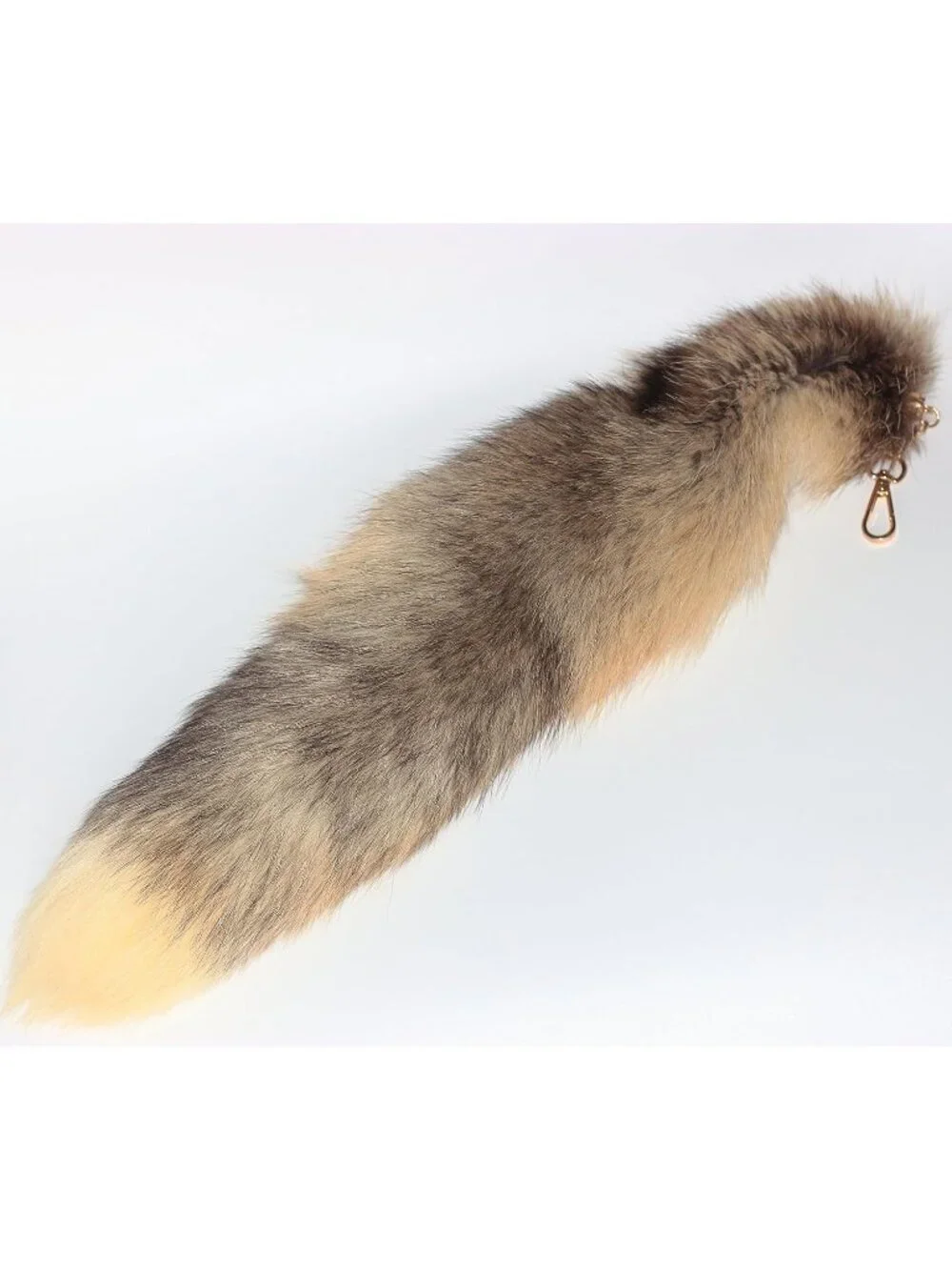 Women's Earth Yellow Real Fox Tail Fur Toy Keychain Clasp Fashion Charm Cosplay